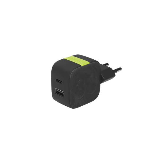 InstantCharger 30W 2 USB - Black - Compact USB-C and USB-A PD charger - Hero image number null
