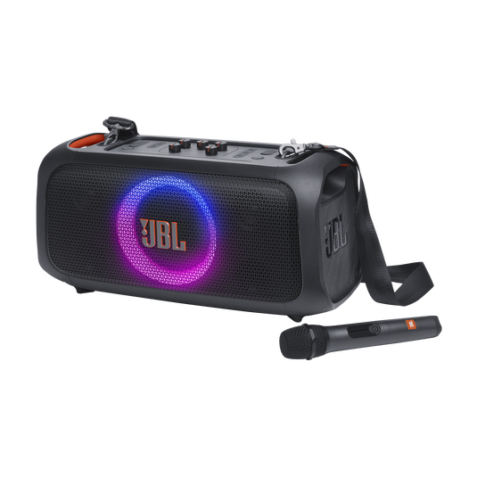 JBL PartyBox On-the-Go Essential - Black - Portable party speaker with built-in lights and wireless mic - Hero image number null